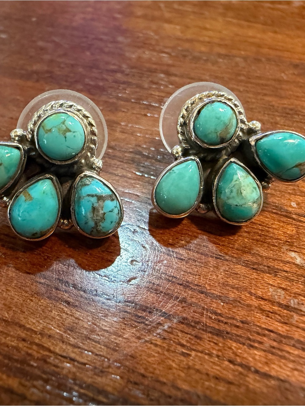 Turquoise Cluster Teardrop Stud Earrings - Women Jewelry